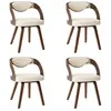 vidaXL Chaises à manger lot de 4 crème bois courbé et similicuir