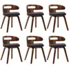 vidaXL Chaises à manger lot de 6 gris foncé bois courbé et tissu