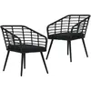 vidaXL Chaises de jardin 2 pcs avec coussins Résine tressée Noir