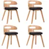 vidaXL Chaises à manger lot de 4 noir bois courbé et similicuir