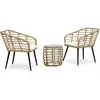 vidaXL Ensemble de bistro 3 pcs Résine tressée Chêne