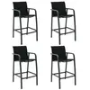 vidaXL Chaises de bar de jardin 4 pcs Noir Textilène