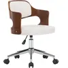 vidaXL Chaise pivotante à dîner Blanc Bois courbé et similicuir