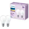 Philips, pack de 2 ampoules LED E27, 60W, blanc chaud non dimmable, verre