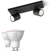 Philips Pack De 2 Spots Myliving Runner Noirs + Ampoules Gu10 À Couleu...