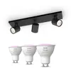 Philips Pack De 3 Spots Philips Myliving Runner Noirs + Ampoules Gu10 ...
