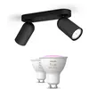 Philips Pack De 2 Spots Pongee Noirs + Ampoules Gu10 À Couleur Variabl...