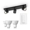 Philips Pack De 3 Spots Runner Noirs + Dimmer Switch + Ampoules  Gu10 ...
