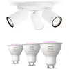 Philips Pack De 3 Spots Pongee Blancs + Ampoules Gu10 À Couleur Variab...
