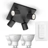 Philips Pack De 4 Spots Runner Noirs + Dimmer Switch + Ampoules Gu10 À...