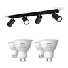 Philips Pack De 4 Spots Kosipo Noirs + Ampoules Gu10 À Couleur Variabl...