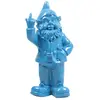 Stoobz - Nain de jardin en résine doigt d'honneur 7 x 8 x 20 cm bleu