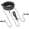 EasyToys - Collier, laisse et pinces à tétons en silicone - Noir