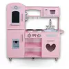 Rijoka Cuisine pour enfant en bois, rose, avec coeur, cuisine de jeu, avec micro-ondes, cuisinière, évier, 85 x 33 x 89 cm