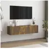 vidaXL Armoire murale TV Chêne fumé 120x30x30 cm Bois d'ingénierie