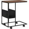 vidaXL Table d'appoint avec roues Noir 55x36x63,5 cm Bois d'ingénierie