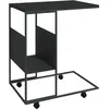 vidaXL Table d'appoint avec roues Noir 55x36x63,5 cm Bois d'ingénierie