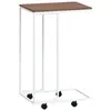 vidaXL Table d'appoint avec roues Blanc 40x30x63,5cm Bois d'ingénierie
