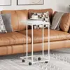 vidaXL Table d'appoint avec roues Blanc 40x30x63,5cm Bois d'ingénierie