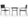 vidaXL Mobilier à dîner de jardin 3 pcs Résine tressée Noir