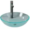 vidaXL Lavabo de bain avec robinet et drain à poussoir Verre trempé