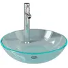 vidaXL Lavabo de bain avec robinet et drain à poussoir Verre trempé