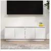 vidaXL Meuble TV Blanc 110x34x40 cm Bois de pin massif