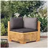 vidaXL Canapé d'angle de jardin coussins Gris foncé Bois teck massif