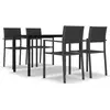 vidaXL Ensemble à manger de jardin 5 pcs Noir