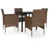 vidaXL Ensemble à manger de jardin coussins 5 pcs Marron/noir