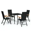 vidaXL Ensemble de salle à manger de jardin 5 pcs Noir
