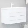 Vidaxl - Armoire d'évier avec lavabo intégré Blanc Aggloméré Blanc