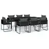 vidaXL Ensemble de salle à manger de jardin 9 pcs Noir