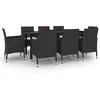 vidaXL Ensemble à manger de jardin coussins 9 pcs Résine tressée Verre