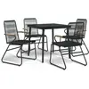 vidaXL Ensemble à manger de jardin 5 pcs Noir Rotin PVC