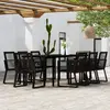 vidaXL Ensemble à manger de jardin 9 pcs Noir