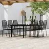vidaXL Ensemble de salle à manger de jardin 7 pcs Noir