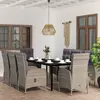 vidaXL Ensemble de salle à manger de jardin et coussins 9pcs Gris/noir