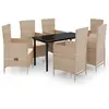 vidaXL Ensemble de salle à manger de jardin avec coussins 7 pcs Beige