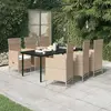 vidaXL Ensemble de salle à manger de jardin avec coussins 7 pcs Beige