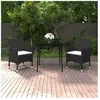 vidaXL Ensemble à manger de jardin coussins 3 pcs Résine tressée Verre