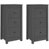vidaXL Buffets 2 pcs Gris 40x35x80 cm Bois massif de pin