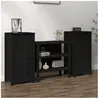 vidaXL Buffets 2 pcs Noir 40x35x80 cm Bois massif de pin