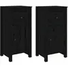 vidaXL Buffets 2 pcs Noir 40x35x80 cm Bois massif de pin
