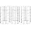 vidaXL Lit surélevé à gabion circulaire 3 pcs Acier galvanisé Ø30x50cm