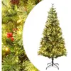 vidaXL Sapin de Noël pré-éclairé et pommes de pin vert 120cm PVC et PE