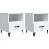 vidaXL Tables de chevet 2 pcs Blanc Bois d'ingénierie