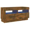 vidaXL Meuble TV avec lumières LED chêne fumé 80x35x40 cm