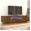 vidaXL Meuble TV avec lumières LED Chêne fumé 160x35x40 cm