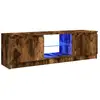 vidaXL Meuble TV avec lumières LED chêne fumé 120x30x35,5 cm